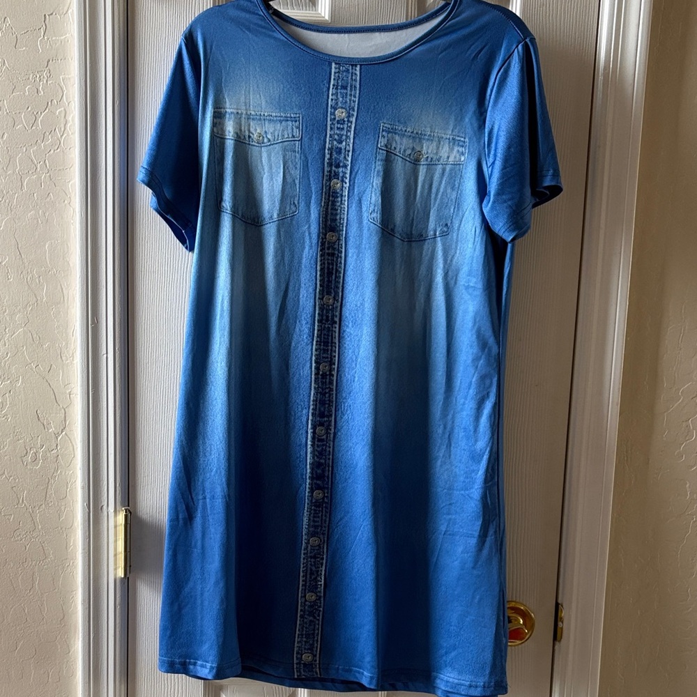 Blue Denim-Style Mini Dress NWOT